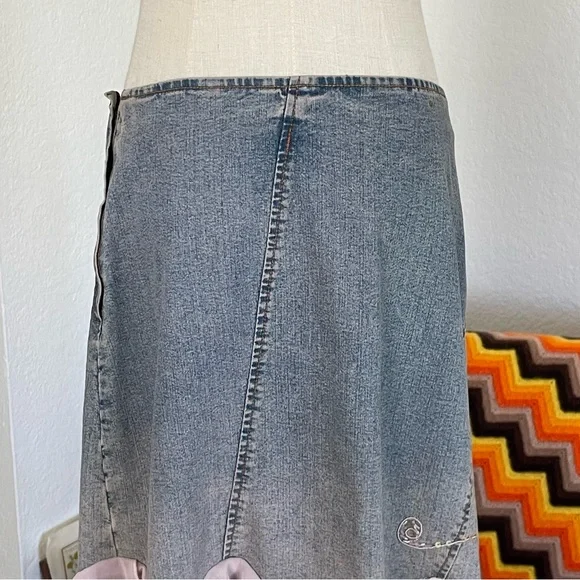 SOLD Vintage H.I.T Jeans USA Fairy Boho Denim Embellished Embroidered Skirt - Picture 7 of 10